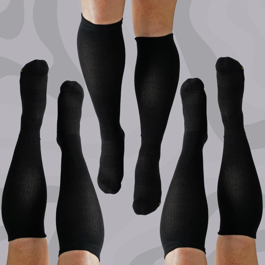 Bamboo Black Knee-High Compression Socks - Funky Sock Co