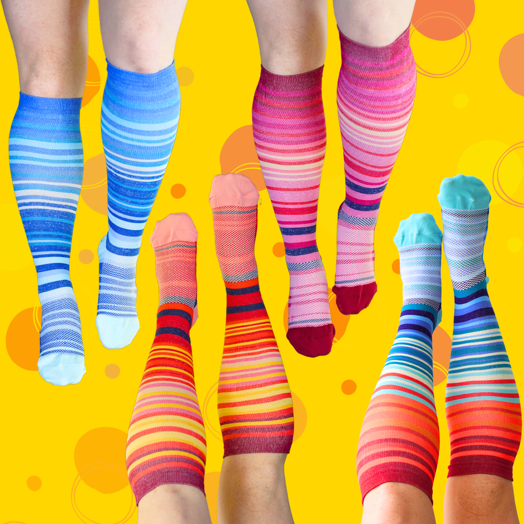 4 Pack Classic Stripes Compression Socks