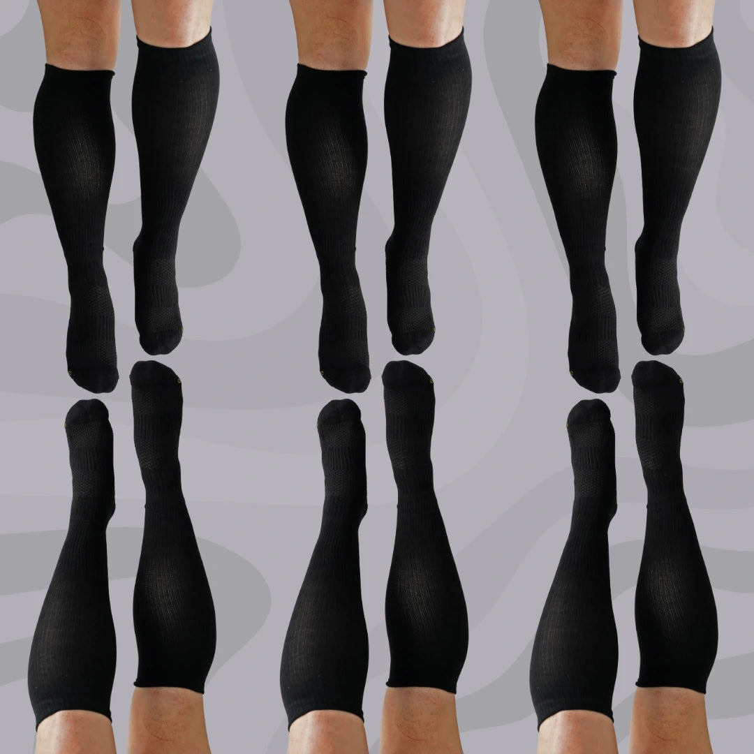 Bamboo Black Knee-High Compression Socks - Funky Sock Co