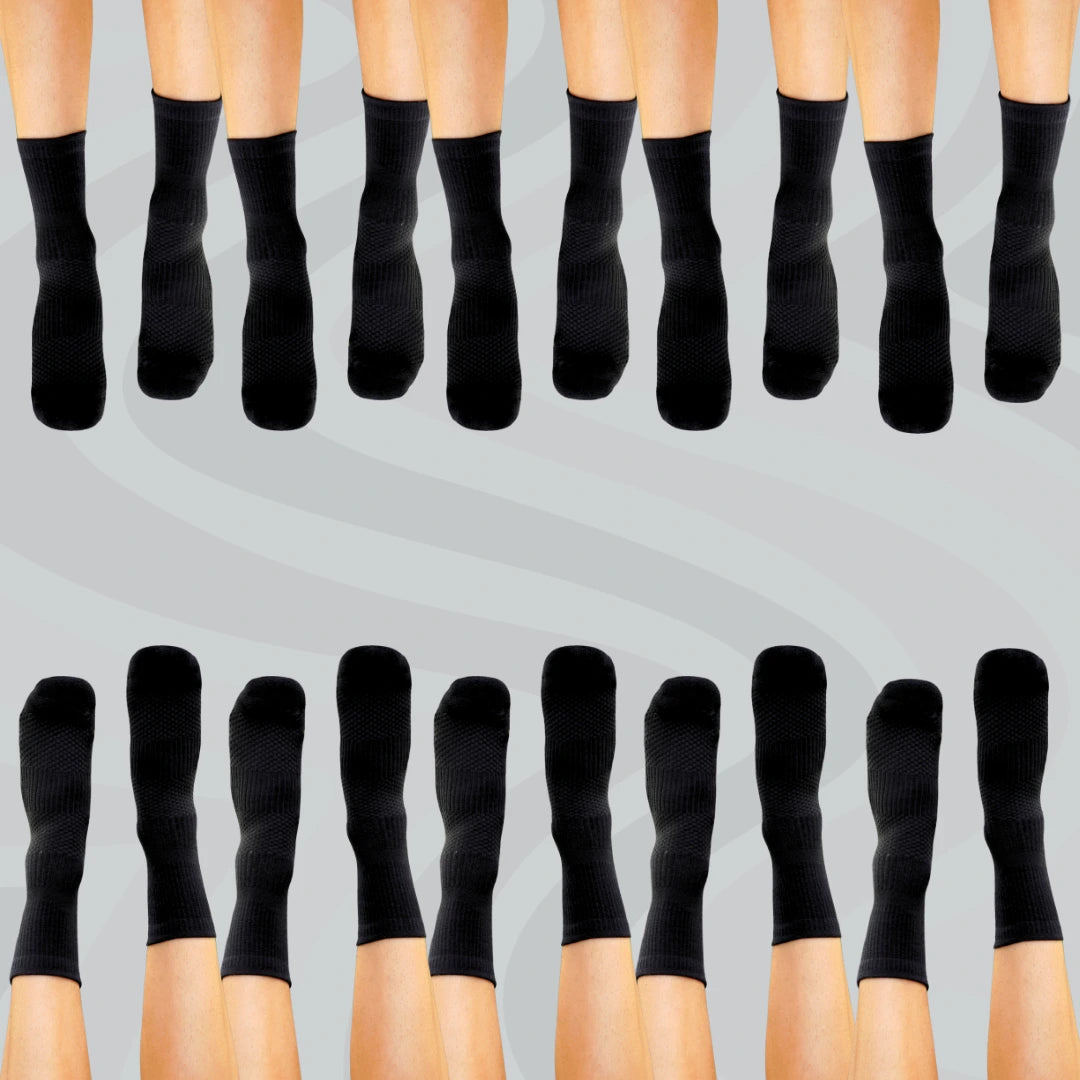 Crew Length Compression Socks Black Bamboo