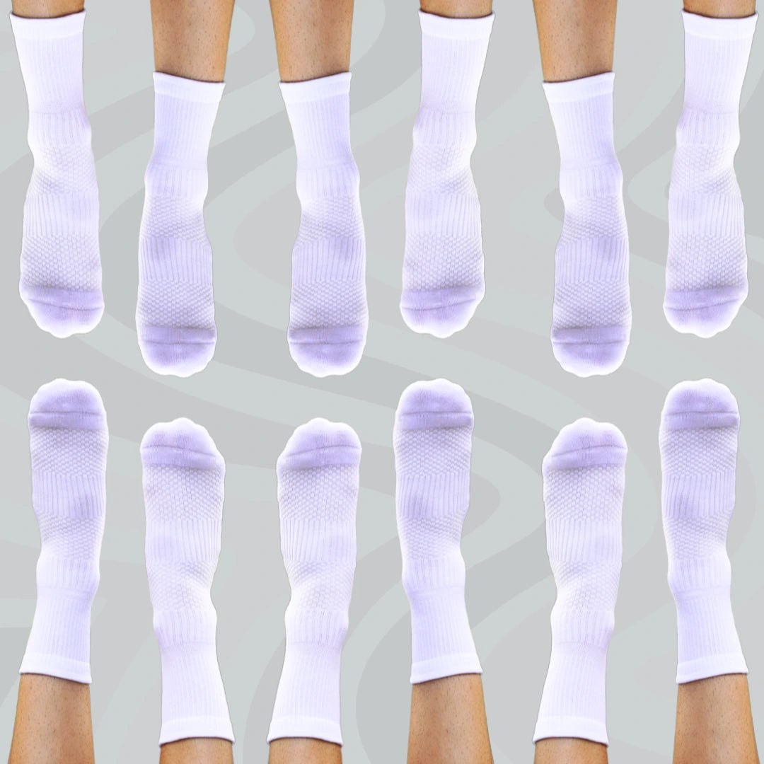 Crew Length Compression Socks White Bamboo