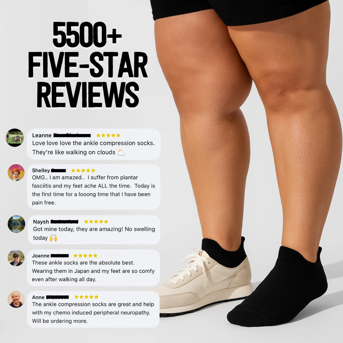 Ankle Compression Socks White Bamboo