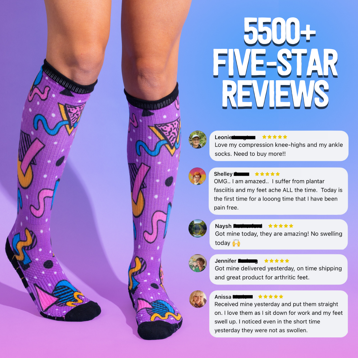 Bamboo Funky Swirl Compression Socks