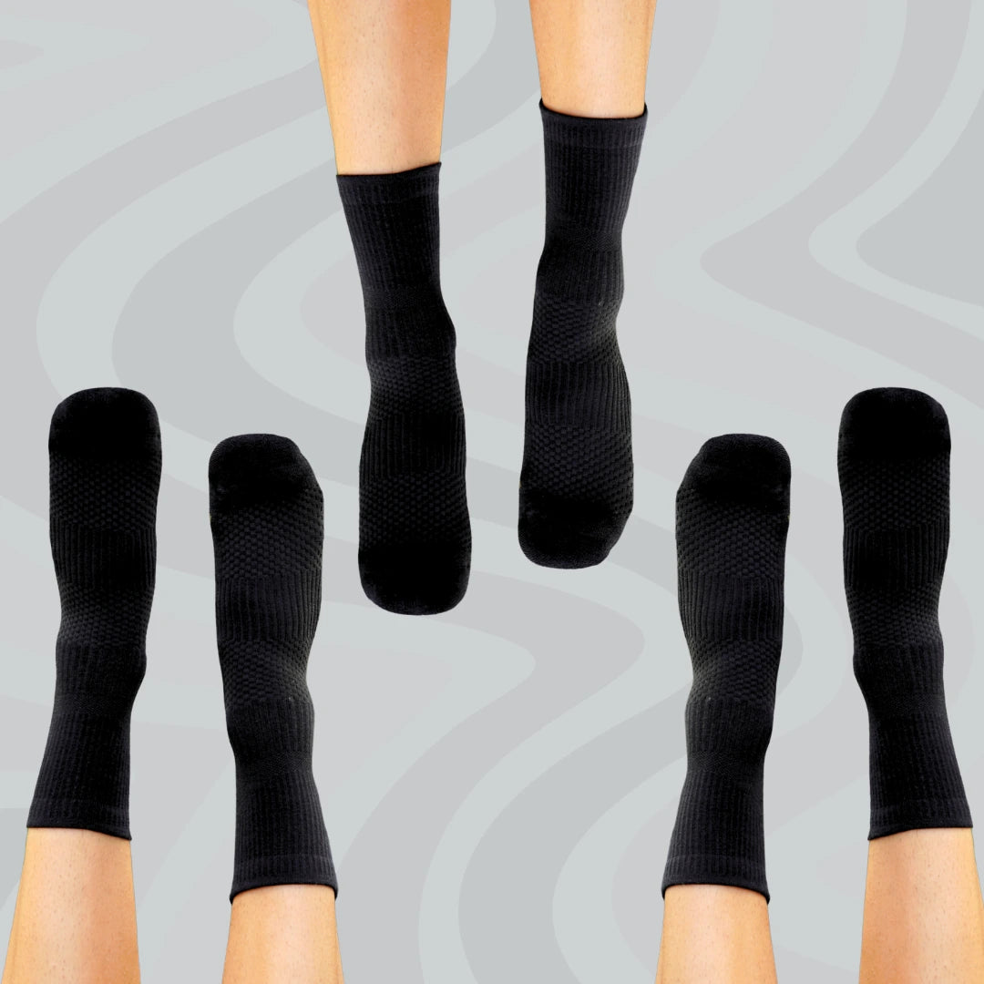 Crew Length Compression Socks Black Bamboo