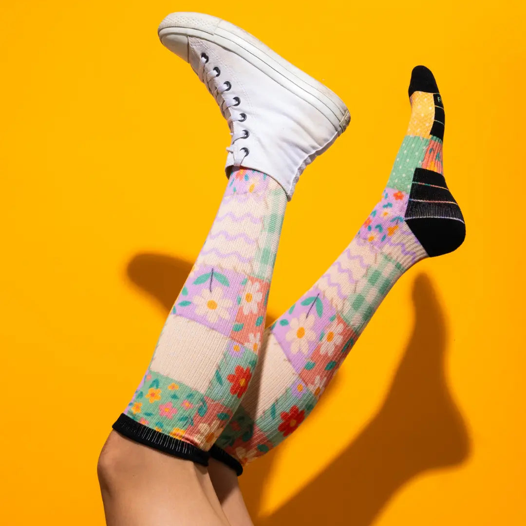 Patch Work Knee High Compression Socks