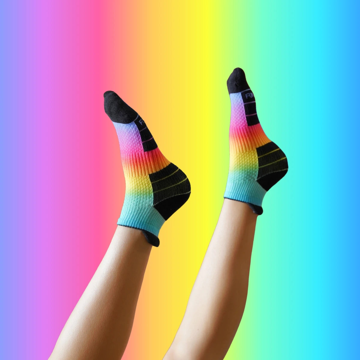 Neon Prismatic Ankle Compression Socks Bamboo