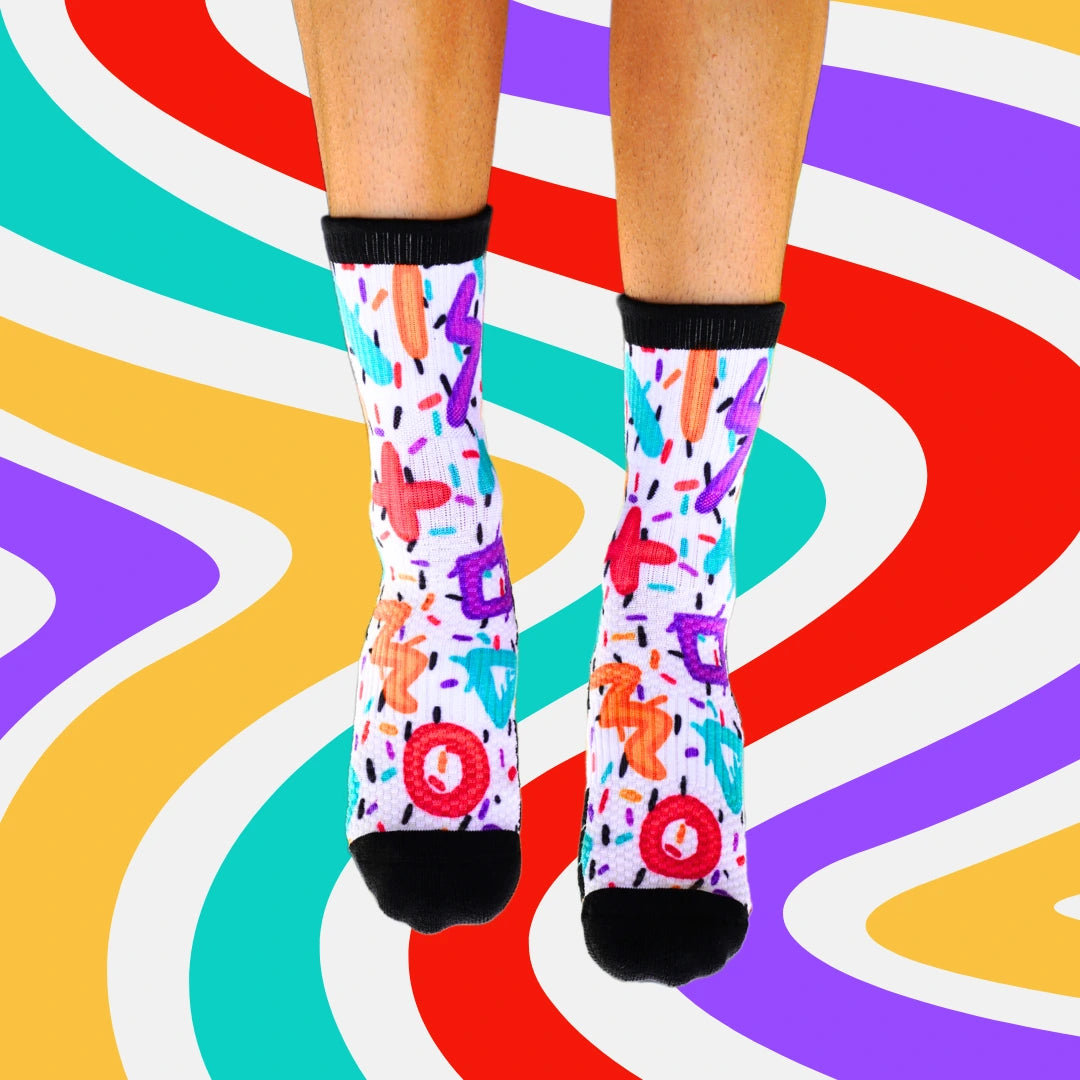 Crew Length Compression Socks Retro Bamboo