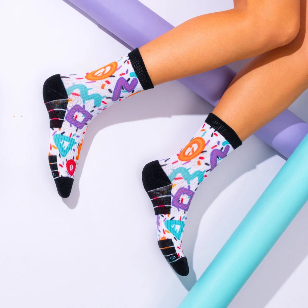 Crew Length Compression Socks Retro Bamboo