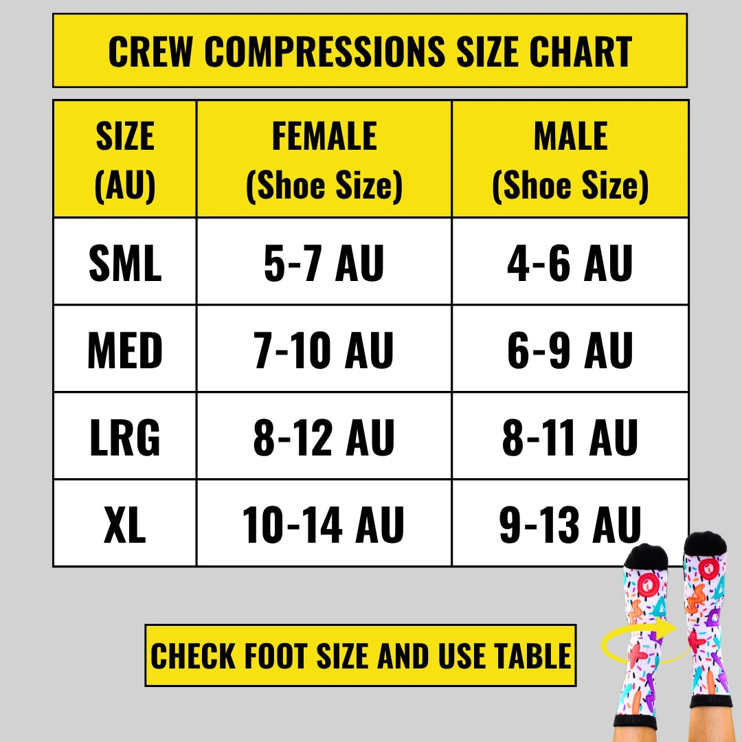 Crew Length Compression Socks Retro Bamboo