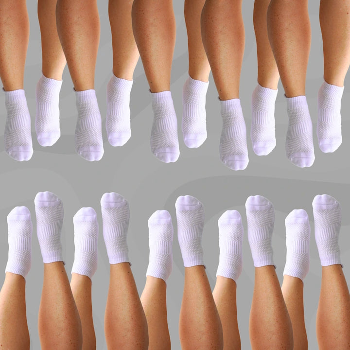 Ankle Compression Socks 10 Pairs White Bamboo