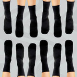 Crew Length Compression Socks 6 Pairs Black Bamboo