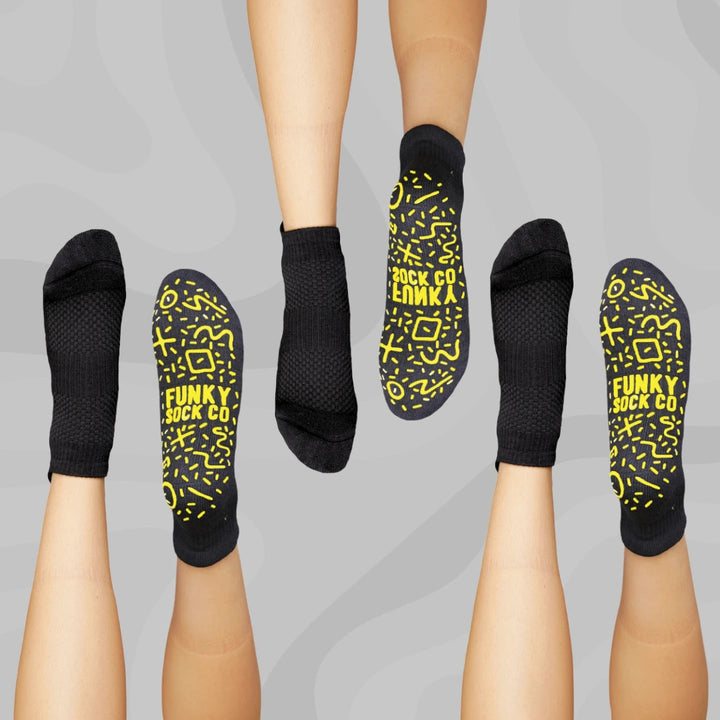 Grip Ankle Compression Socks 3 Pack Black Bamboo