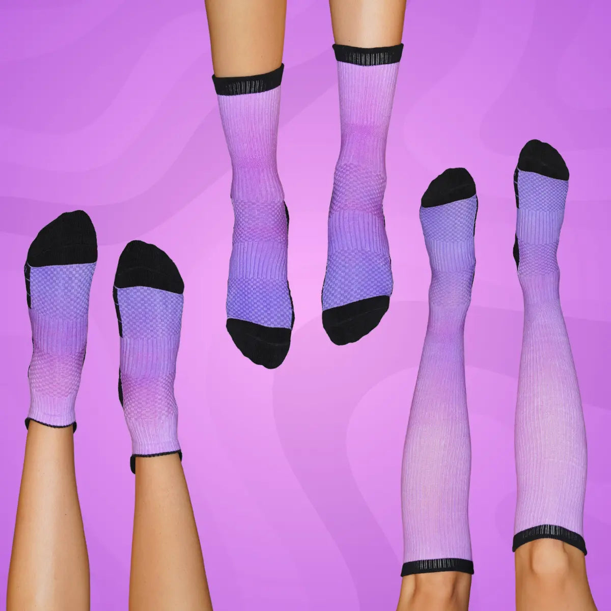 3 Pack Lilac Bamboo Ankle Crew Compression Socks