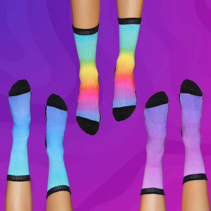 Crew Compression Socks 3 Pack Neon Bamboo