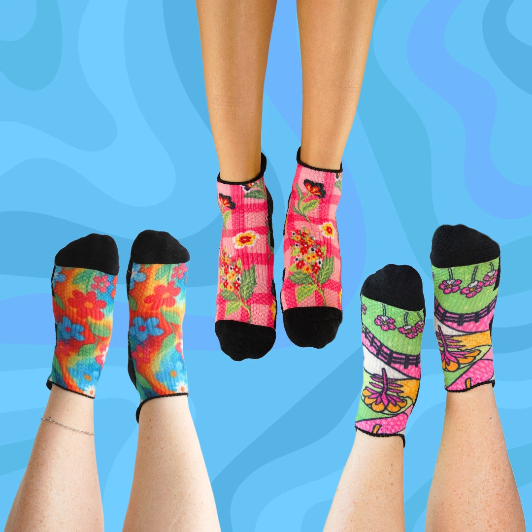 Ankle Compression Socks 3 Pack Floral