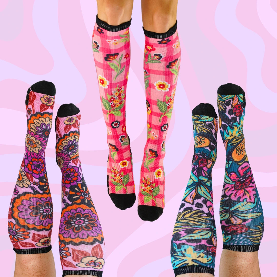 3 Pack Floral Bamboo Compression Socks