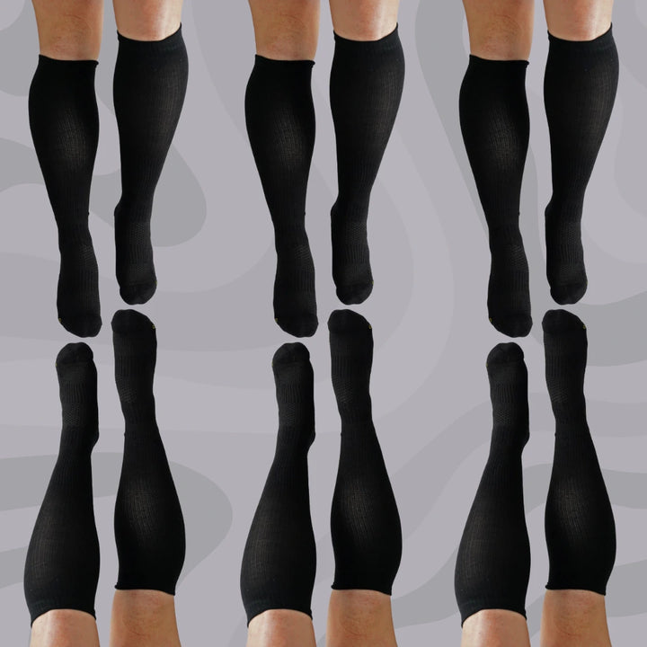 6 Pack Black Bamboo Compression Socks