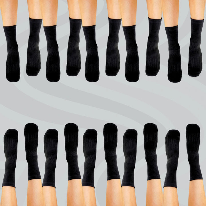 Crew Length Compression Socks 10 Pairs Black Bamboo