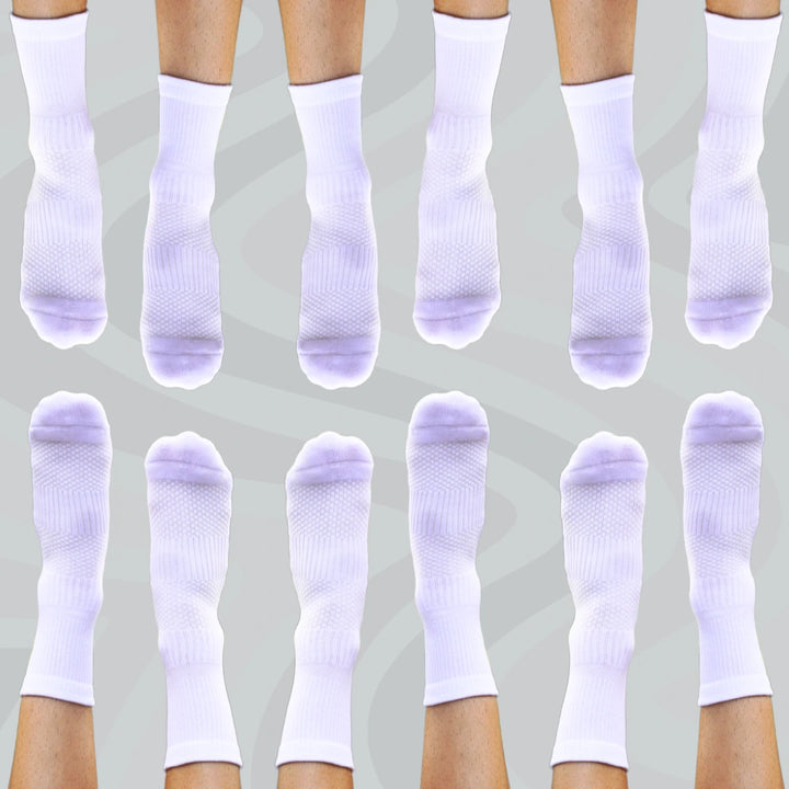 Crew Compression Socks 6 Pairs White Bamboo