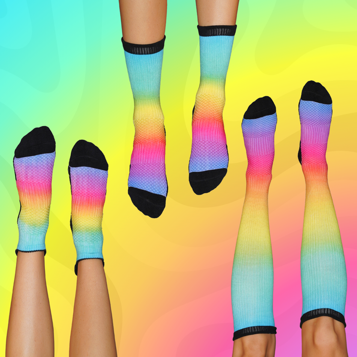3 Pack Prismatic Bamboo Ankle Crew Compression Socks