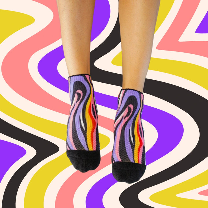Purple Zebra Bamboo Ankle Compression Socks