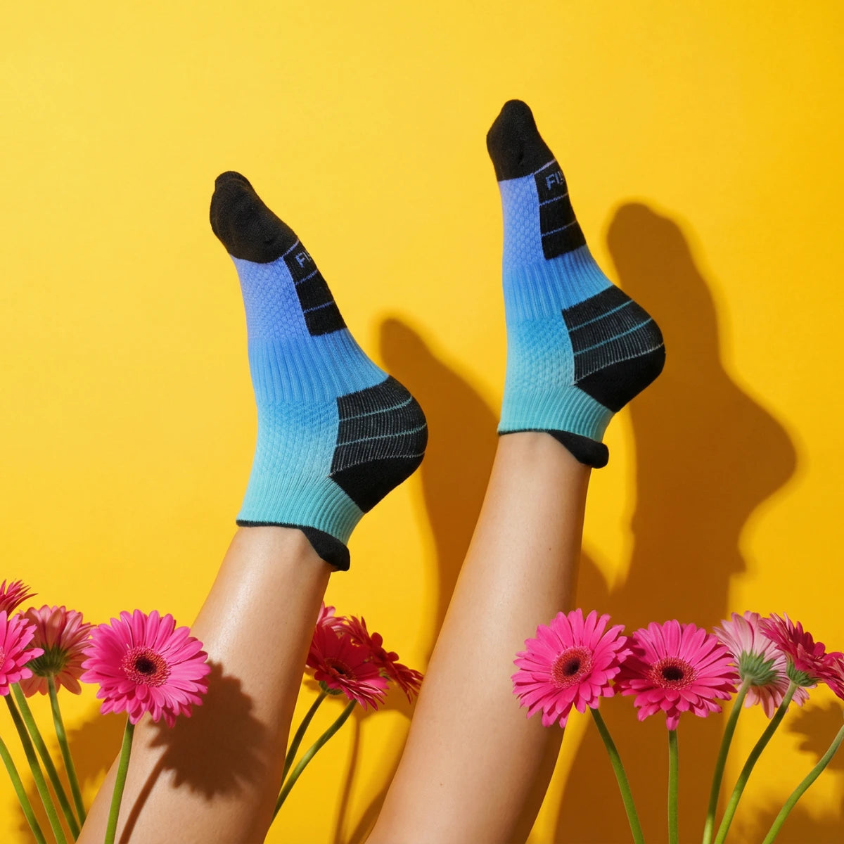 Neon Azure Ankle Compression Socks Bamboo
