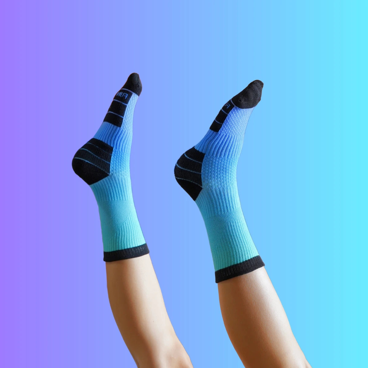 Neon Azure Crew Compression Socks Bamboo