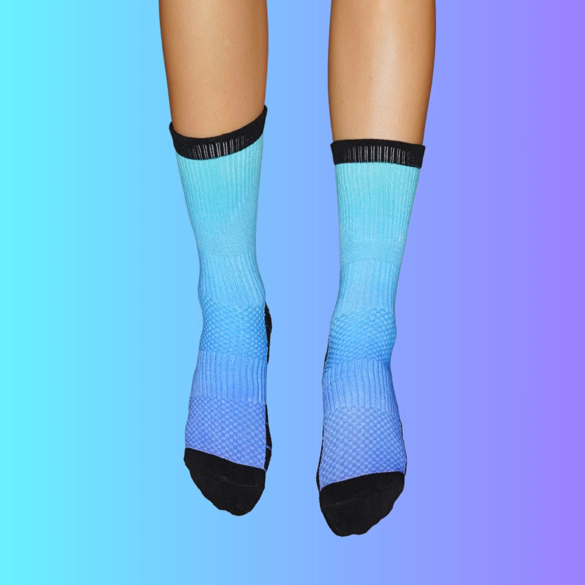 Neon Azure Crew Compression Socks Bamboo