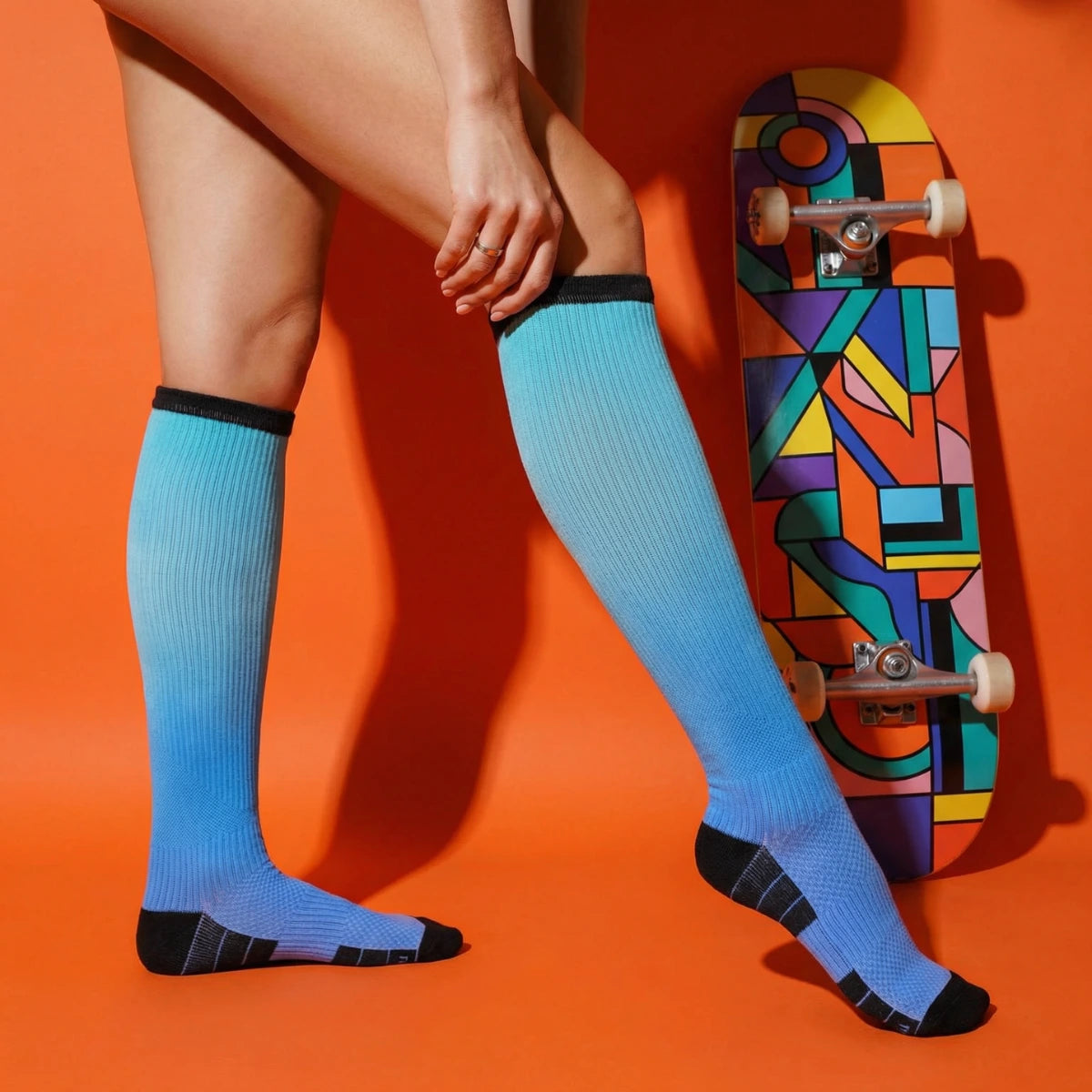 Neon Azure Bamboo Compression Socks