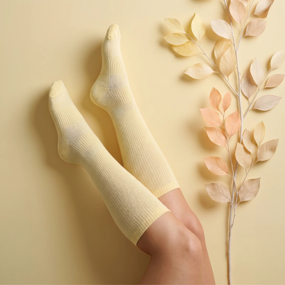 Pastel Yellow Bamboo Compression Socks