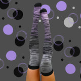 White Purple Black Above the Knee Compression Socks