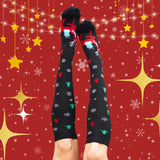 *LIMITED* NEW Christmas Reindeer Black Stars Compression Socks Athlete Circulatory Recovery
