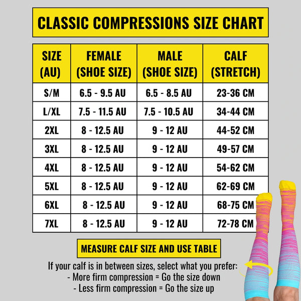 Compression Socks Conversion Chart Classic Black Compression Socks – Funky Sock Co