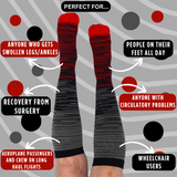 *SHORTER* S/M - 4XL Black Grey Red Compression Socks