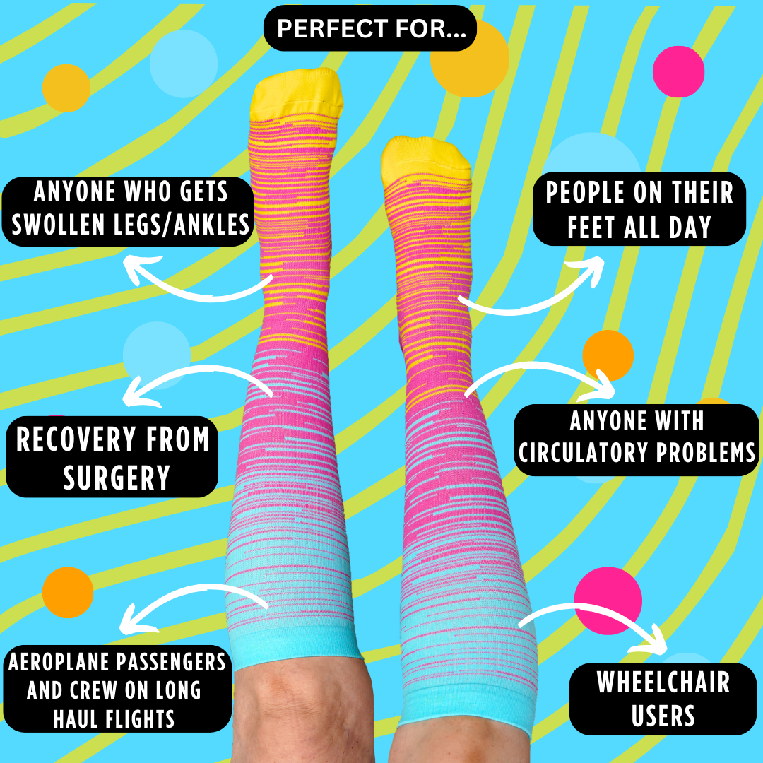 Classic Blue Pink Yellow Compression Socks – Funky Sock Co