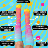 *SHORTER* S/M - 7XL Blue Pink Yellow Compression Socks