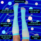 *SHORTER* S/M - 4XL Blue Grey Cream Compression Socks Circulatory