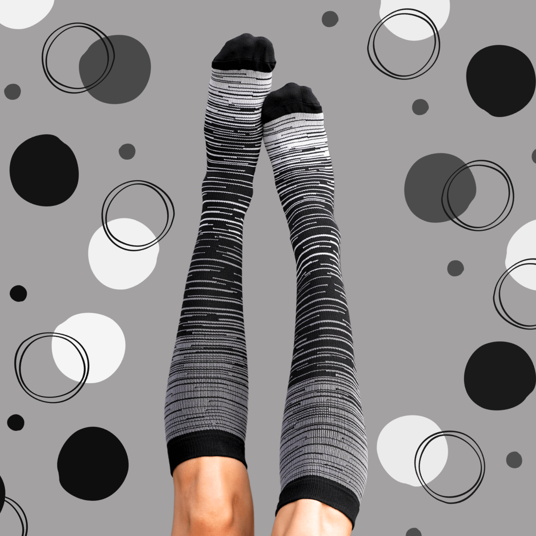 Grey Black Stripes Compression Socks Blood Flow Athlete Circulatory