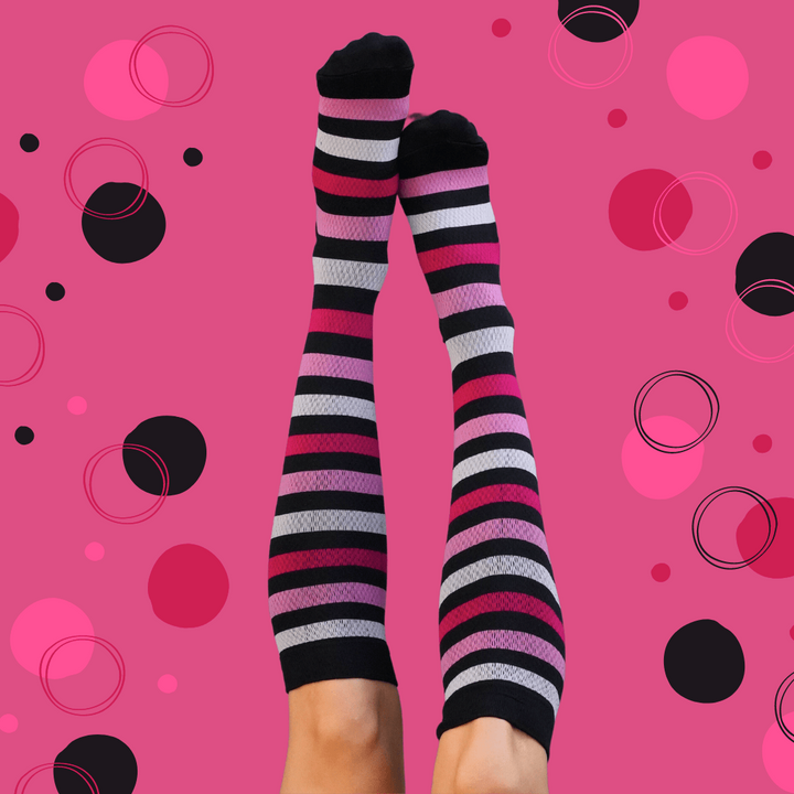 Classic Pink Stripes Compression Socks