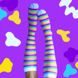 Classic Purple Yellow Blue Stripes Compression Socks