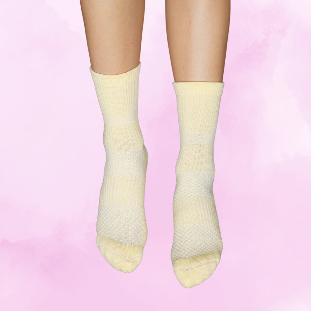 Pastel Yellow Crew Compression Socks Bamboo