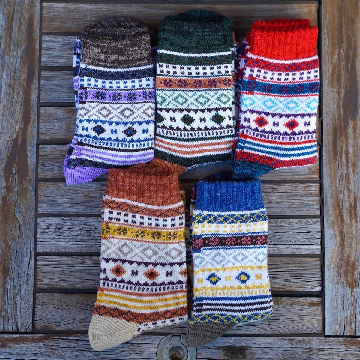 5 Pack Warm Winter Nordic Cotton Socks Cold Snow No. 6