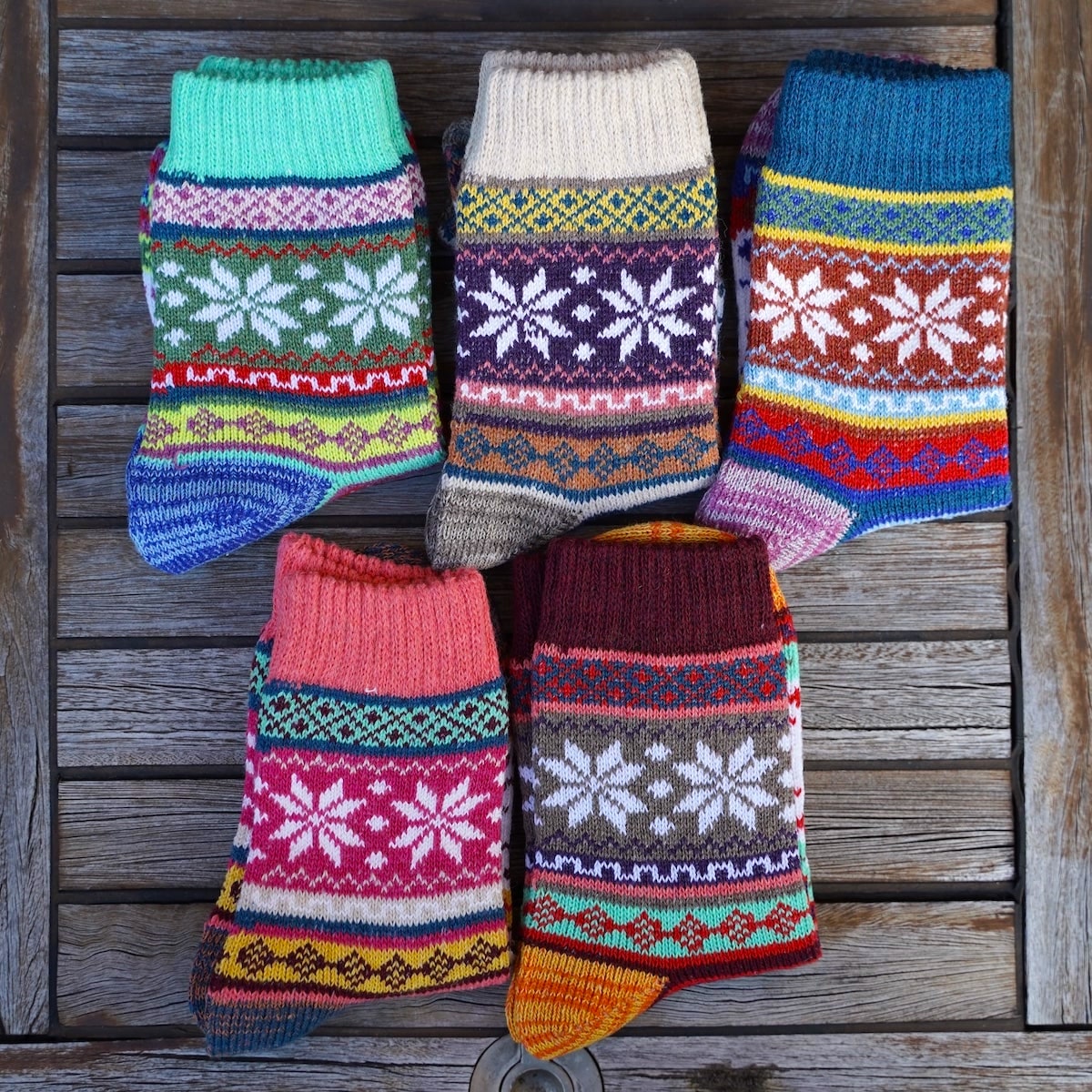 5 Pack Warm Winter Nordic Cotton Socks Cold Snow No. 7
