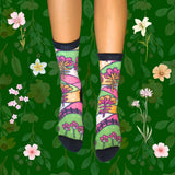 Crew Length Compression Socks Floral Meadows Bamboo