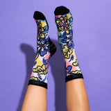 Crew Length Compression Socks Funky Flower Bamboo