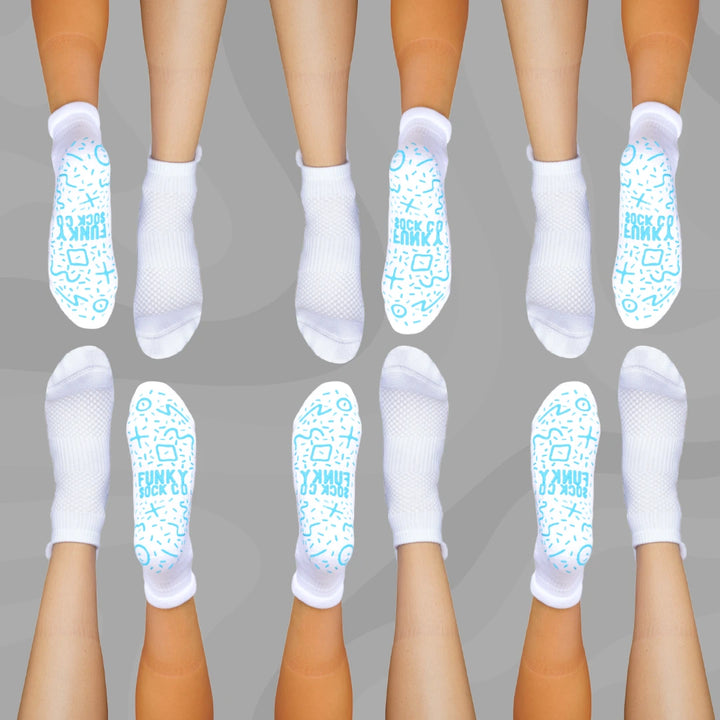 Grip Ankle Compression Socks 6 Pack White Bamboo