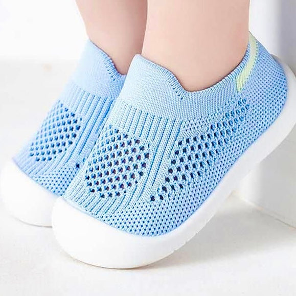Premium Infant Pre-Walker Blue Kids Sock Shoes Rocks Stones Concrete