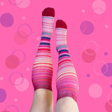 Pink and White Stripes Classic Compression Socks - Funky Sock Co
