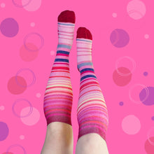 Pink and White Stripes Classic Compression Socks
