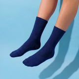 Crew Length Compression Socks Navy Bamboo